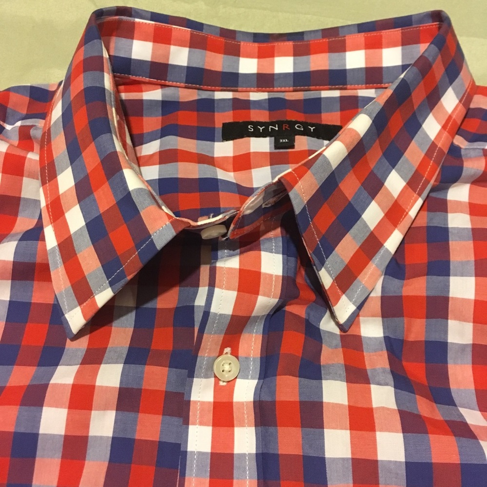 Synrgy red/white/blue checkered shirt